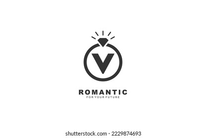 V logo jewelry brush for identity. engagement template vector illustration for your brand.