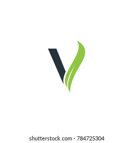 V logo with leaf element
