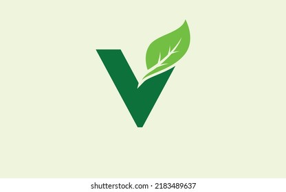 Hoja del logotipo V para identidad. ilustración vectorial de plantilla de naturaleza para su marca.