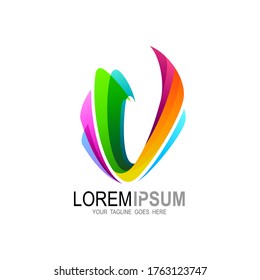 V-Logo, Letter v-Logo mit bunter Design-Technologie, 