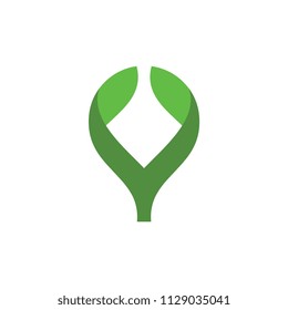 V logo letter with leaf design