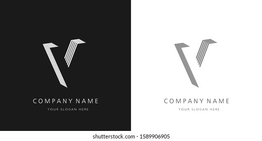 V logo letter modern design