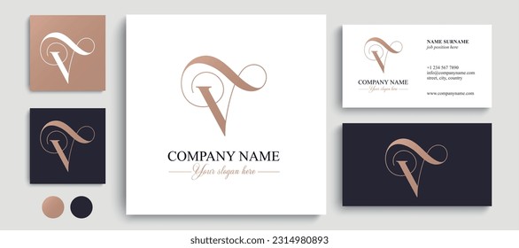 V logo. V letter logo template elements. personal monogram. Vector elegant logo. letter V logo design letter V luxurious