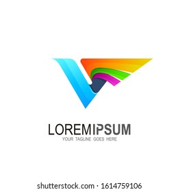 V logo, Letter v logo and wing design combination