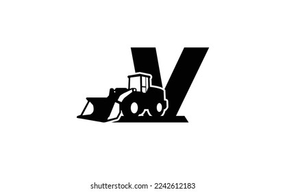 V Logo with Loader letter concept for template 