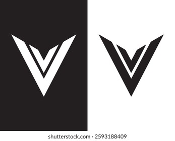 V Logo - Modern Minimalist Letter V Emblem for Branding and Design