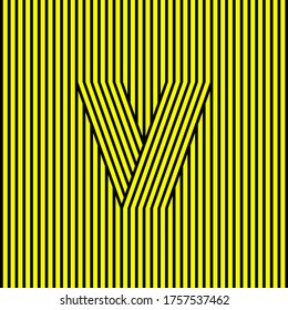 V logo. V monogram consist of contrast stripes. Optical illusion. Network, web, UI icon.