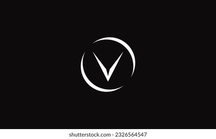 Estilo de monograma del logotipo V en forma de círculo sobre fondo negro