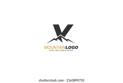 V logo mountain for identity. letter template vector illustration for your brand.