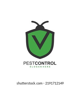 Logo V con el concepto de protección contra plagas