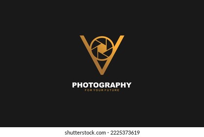 V logo photography for branding company. camera template vector illustration for your brand.