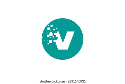 V logo PIXEL for branding company. DIGITAL template vector illustration for your photo profile.