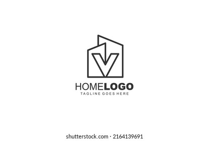 V logo real estate for branding company. identity template vector illustration for your brand.