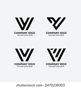 V logo set flat design