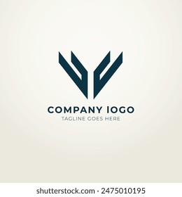 V logo set flat design template collection