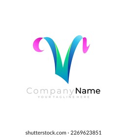 V logo template, Letter V icon with colorful design