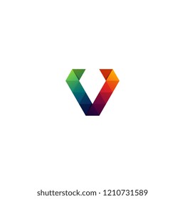 V logo vector for brand or identity with creative mosaic shape