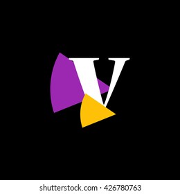 V Logo.. Vector Graphic Business Branding Letter Element Illustration with Colorful Triangles. Dark Background