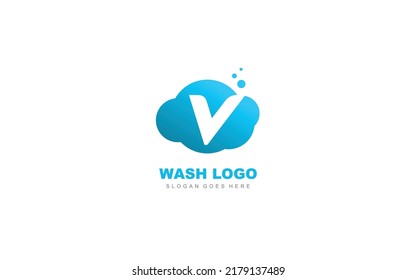 V logo washing for branding company. letter template vector illustration for your brand.