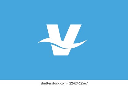 V Logo with wave letter concept for template 