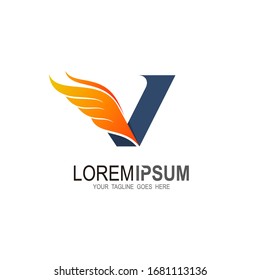 Logotipo V y diseño de alas, logotipo empresarial