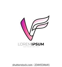Logotipo V y combinación de diseño de alas, estilo moderno