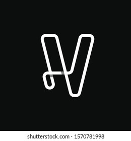 V Logotype Connecting Monoline Outline Black Logo Corporate 