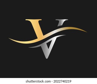 Logotipo V para marca de lujo. vector de diseño del logotipo del negocio de letras V iniciales
