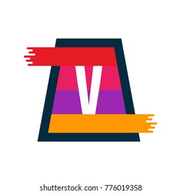 V logotype vector design template in white background