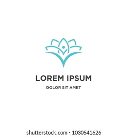 V lotus logo icon vector