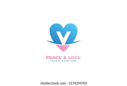 V LOVE logo design inspiration. Vector letter template design for brand.
