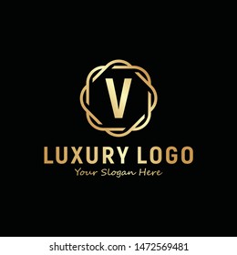 V Luxury Logo Design Template Inspiration