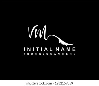 V M Initial Handwriting Logo Template