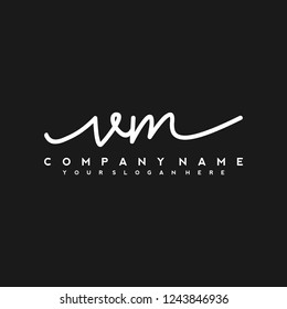 V M Initial handwriting logo vector