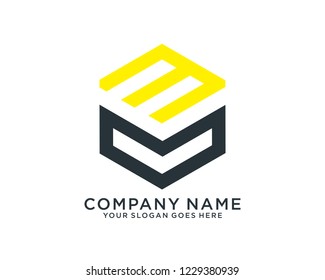 V M Initial logo template vector