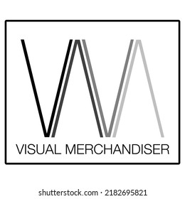 V M LOGO VISUAL MERCHANDISER BLACK WHITE GREYSCALE MONOGRAM BRAND VECTOR TYPO