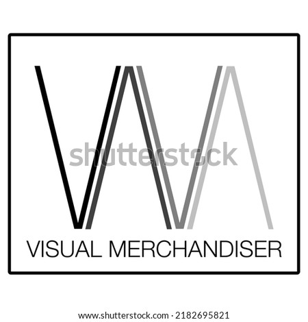 V M LOGO VISUAL MERCHANDISER BLACK WHITE GREYSCALE MONOGRAM BRAND VECTOR TYPO