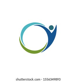V Man Logo Concept Circle Vector