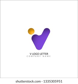 V minimal initial logo letter template vector - Vector