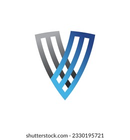 V modern line logo design. Simple, modern and clean  logo vector icon illustration
