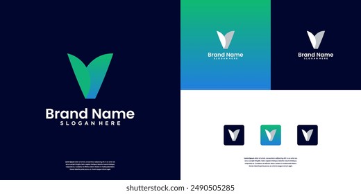 V monogram logo design template. icons for business of luxury, elegant, and minimalist