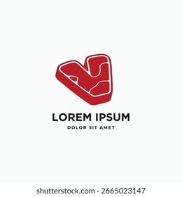 V monogram meat logotype. Letter V fresh meat slice symbol logo icon