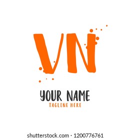 V N Handwritten logo template