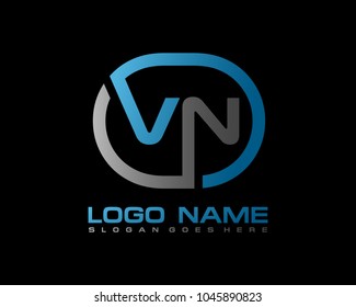V N Initial circle logo template vector