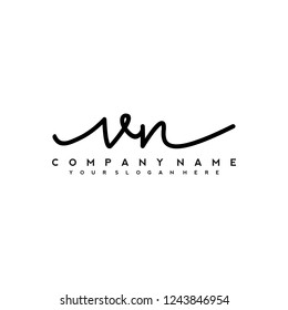 V N Initial handwriting logo vector