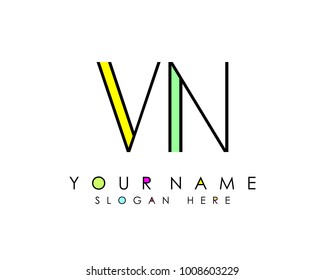 V & N initial minimalist logo template vector