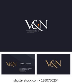 V & N letters Joint logo icon and Business card vector template.