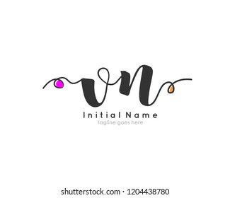 V N VN Initial handwriting logo vector template
