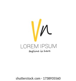 V n Vn initial logo handwriting template vector