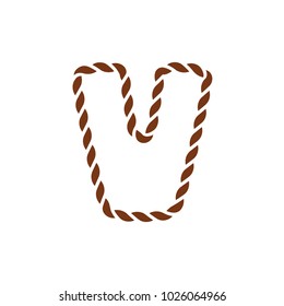 V Navy Rope Letter Logo Icon Design